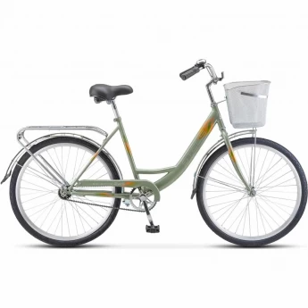 Велосипед STELS Navigator 26" 245 Z010 оливковый (с корзиной) (LU093460) рама 19"